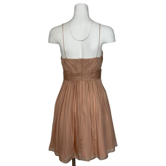 Aidan Mattox V-Neck Dress 4 Champagne Pink Mini Silk - Picture 7 of 12
